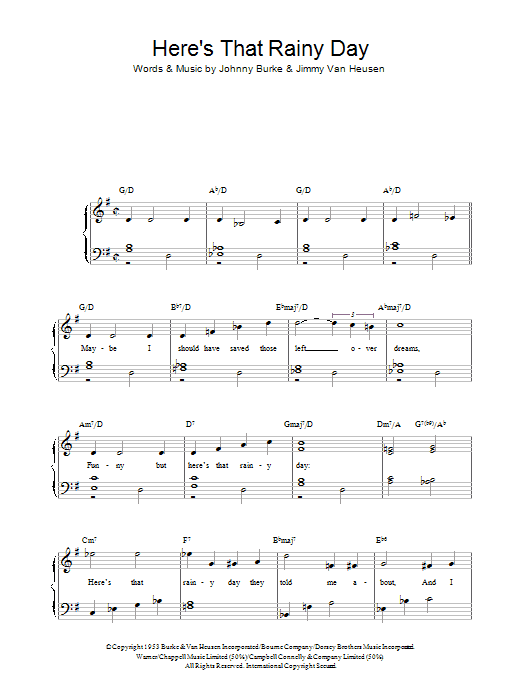 Jimmy Van Heusen Here's That Rainy Day Sheet Music Notes & Chords for Tenor Saxophone - Download or Print PDF