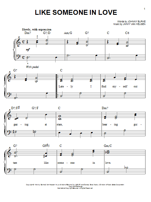Jimmy Van Heusen Like Someone In Love sheet music notes and chords. Download Printable PDF.
