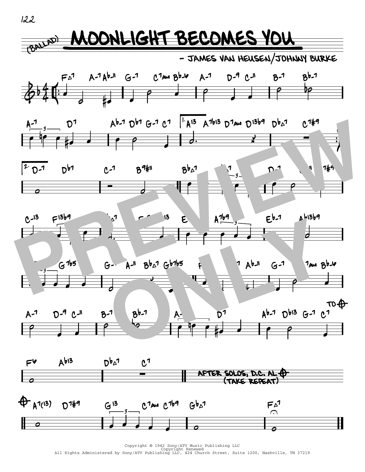 Jimmy Van Heusen Moonlight Becomes You (arr. David Hazeltine) Sheet Music Notes & Chords for Real Book – Enhanced Chords - Download or Print PDF