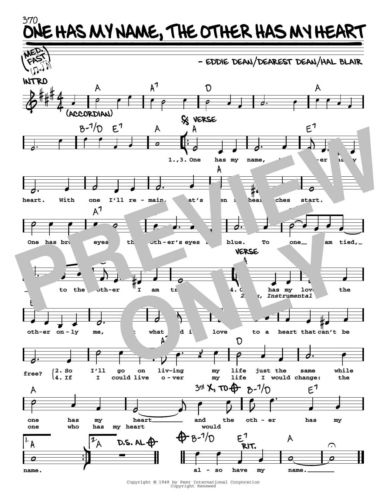 Jimmy Wakely One Has My Name, The Other Has My Heart Sheet Music Notes & Chords for Real Book – Melody, Lyrics & Chords - Download or Print PDF