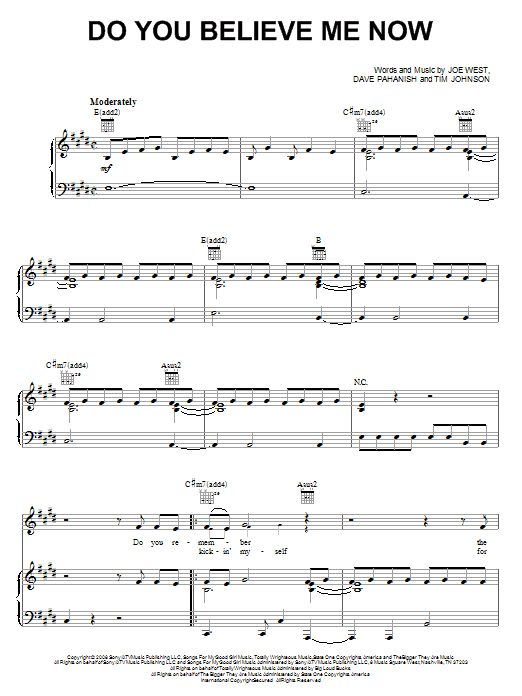 Jimmy Wayne Do You Believe Me Now Sheet Music Notes & Chords for Piano, Vocal & Guitar (Right-Hand Melody) - Download or Print PDF
