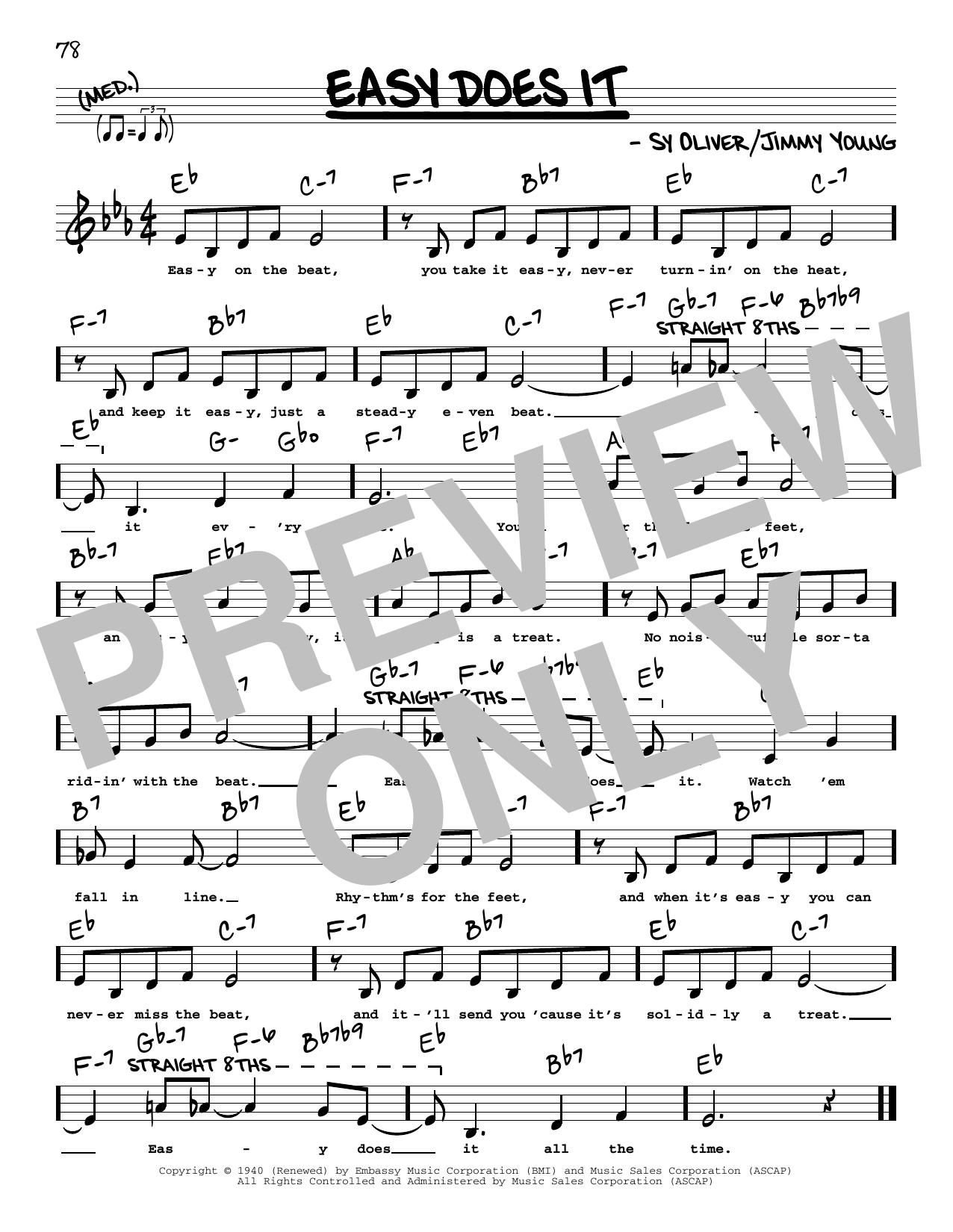 Jimmy Young Easy Does It (Low Voice) Sheet Music Notes & Chords for Real Book – Melody, Lyrics & Chords - Download or Print PDF