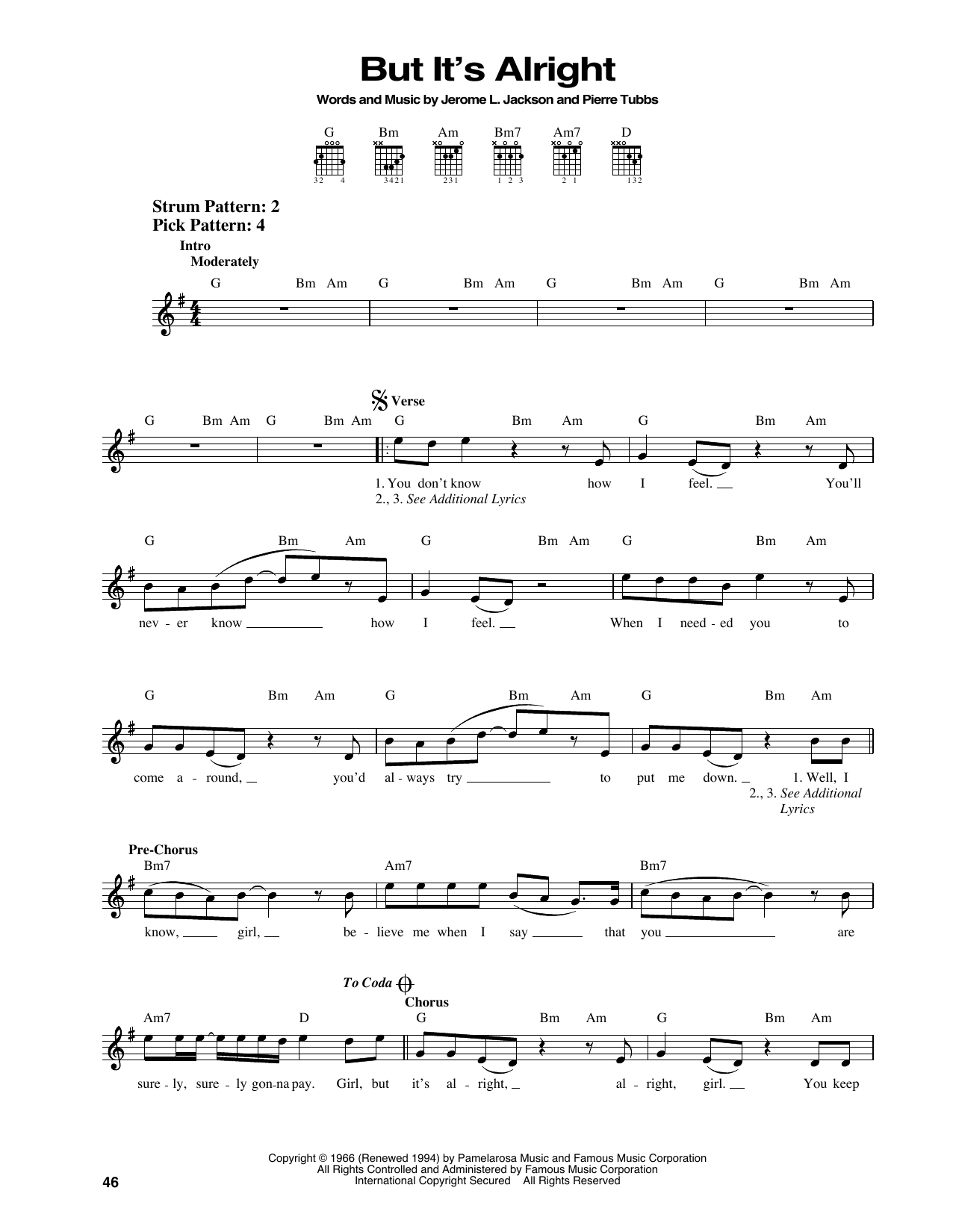 J.J. Jackson But It's Alright Sheet Music Notes & Chords for Easy Guitar - Download or Print PDF