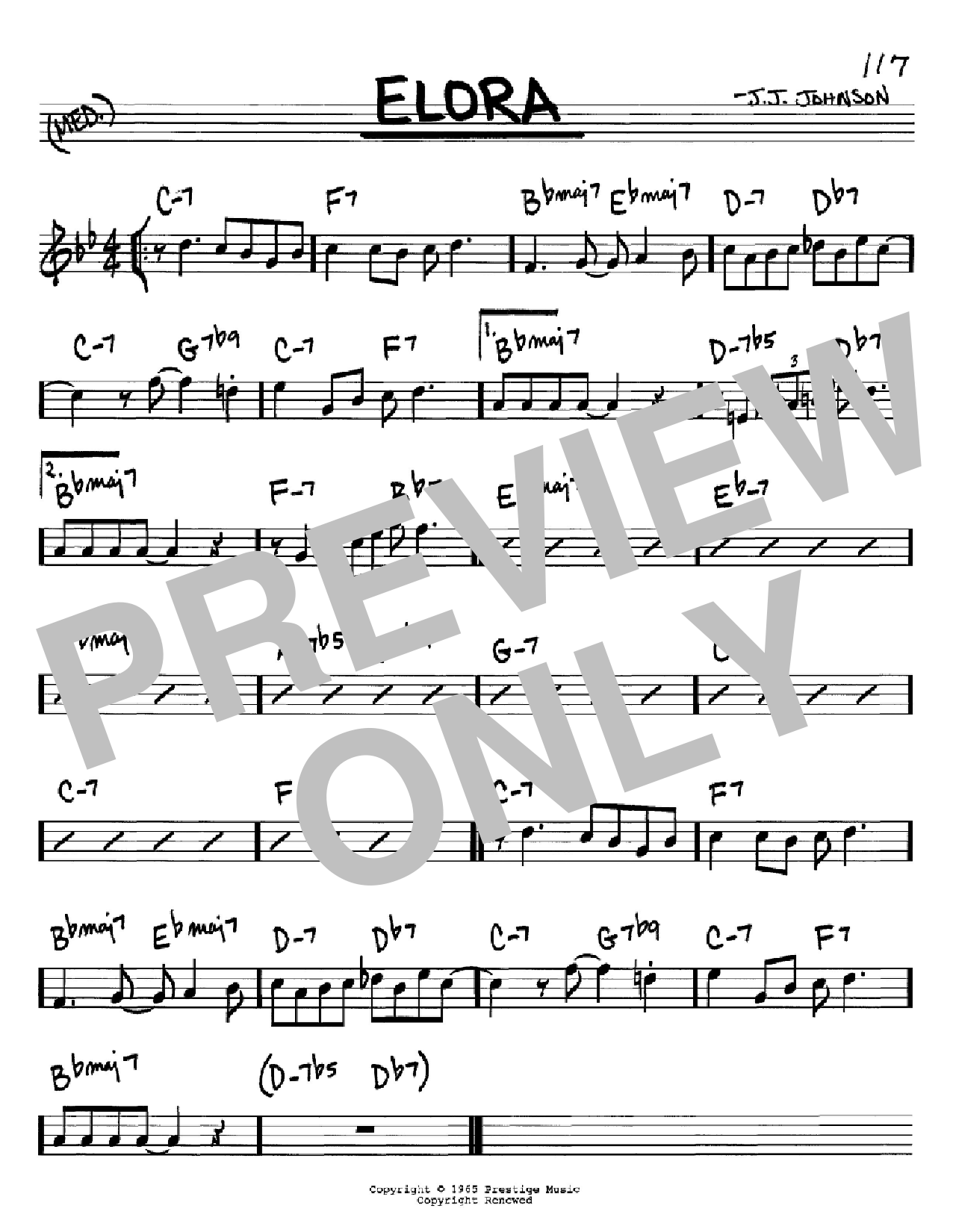 J.J. Johnson Elora Sheet Music Notes & Chords for Real Book - Melody & Chords - C Instruments - Download or Print PDF
