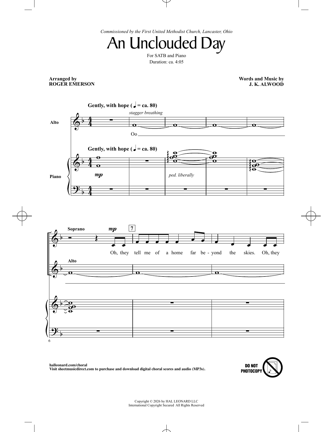 J.K. Alwood An Unclouded Day (arr. Roger Emerson) Sheet Music Notes & Chords for SATB Choir - Download or Print PDF