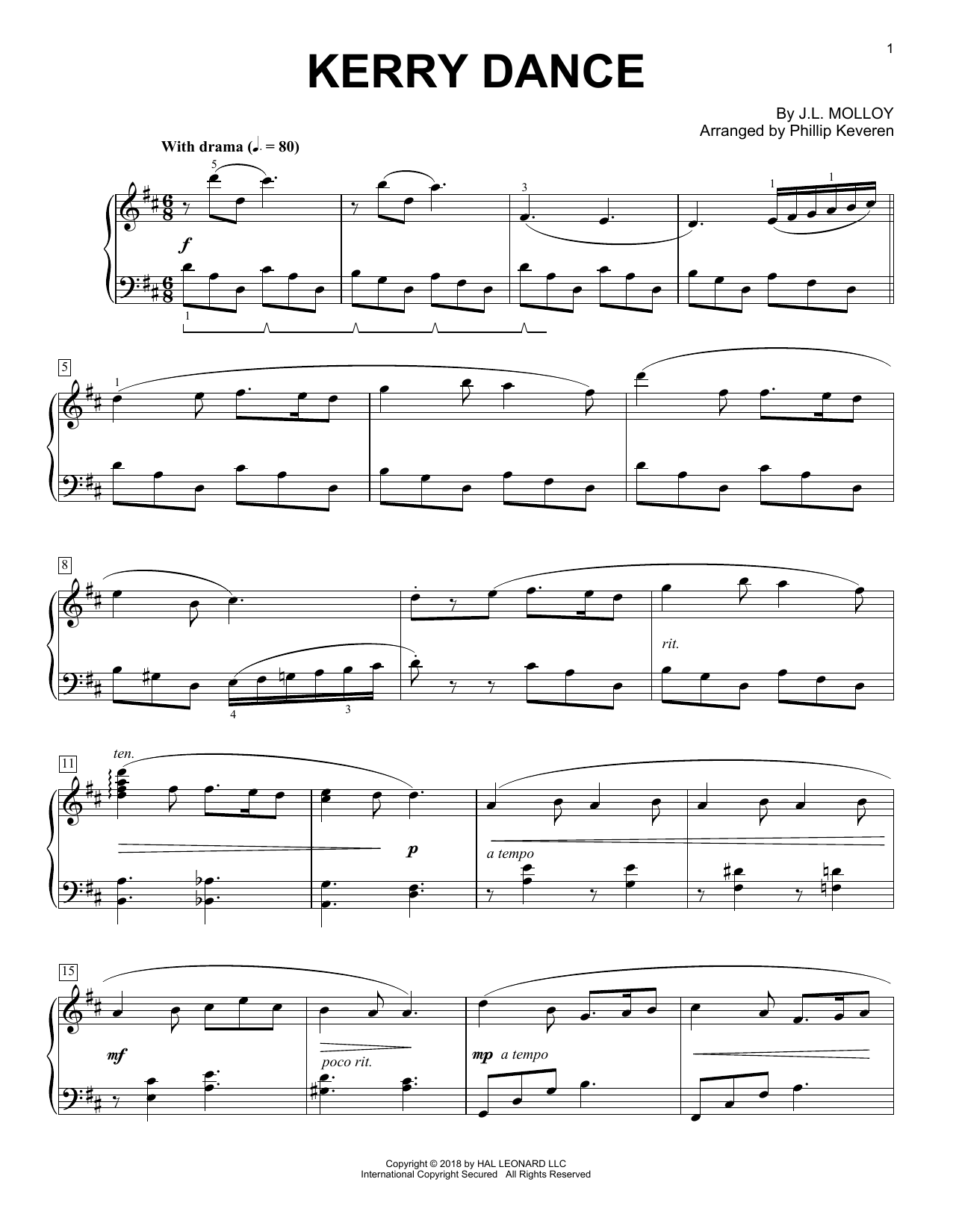 J.L. Molloy Kerry Dance [Classical version] (arr. Phillip Keveren) Sheet Music Notes & Chords for Piano - Download or Print PDF