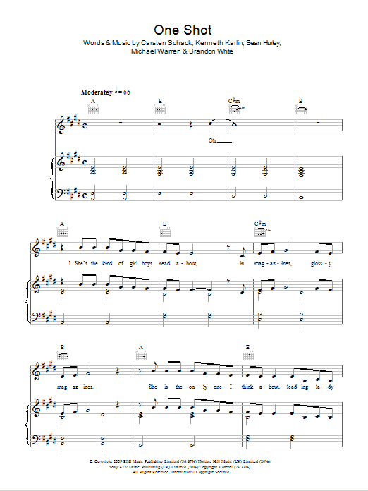 JLS One Shot Sheet Music Notes & Chords for Piano, Vocal & Guitar (Right-Hand Melody) - Download or Print PDF