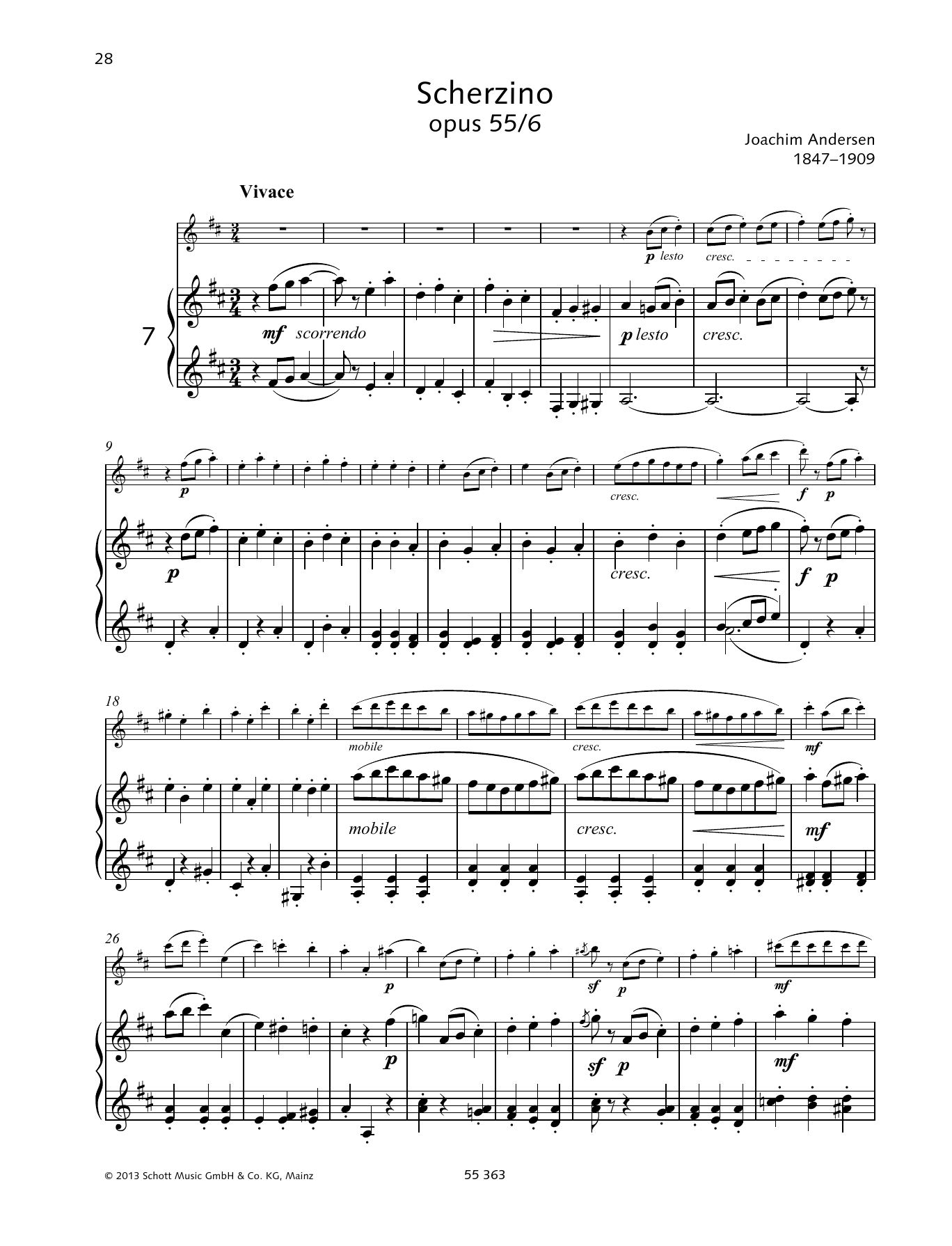 Joachim Andersen Scherzino Sheet Music Notes & Chords for Woodwind Solo - Download or Print PDF