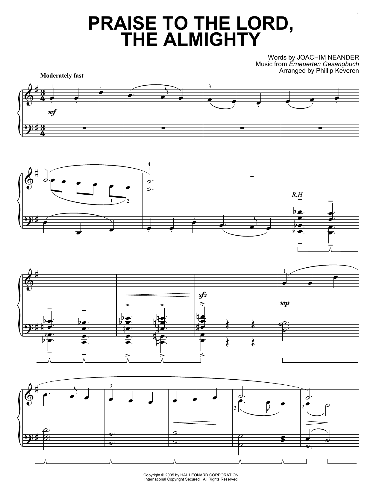 Joachim Neander Praise To The Lord, The Almighty [Jazz version] (arr. Phillip Keveren) Sheet Music Notes & Chords for Piano Solo - Download or Print PDF