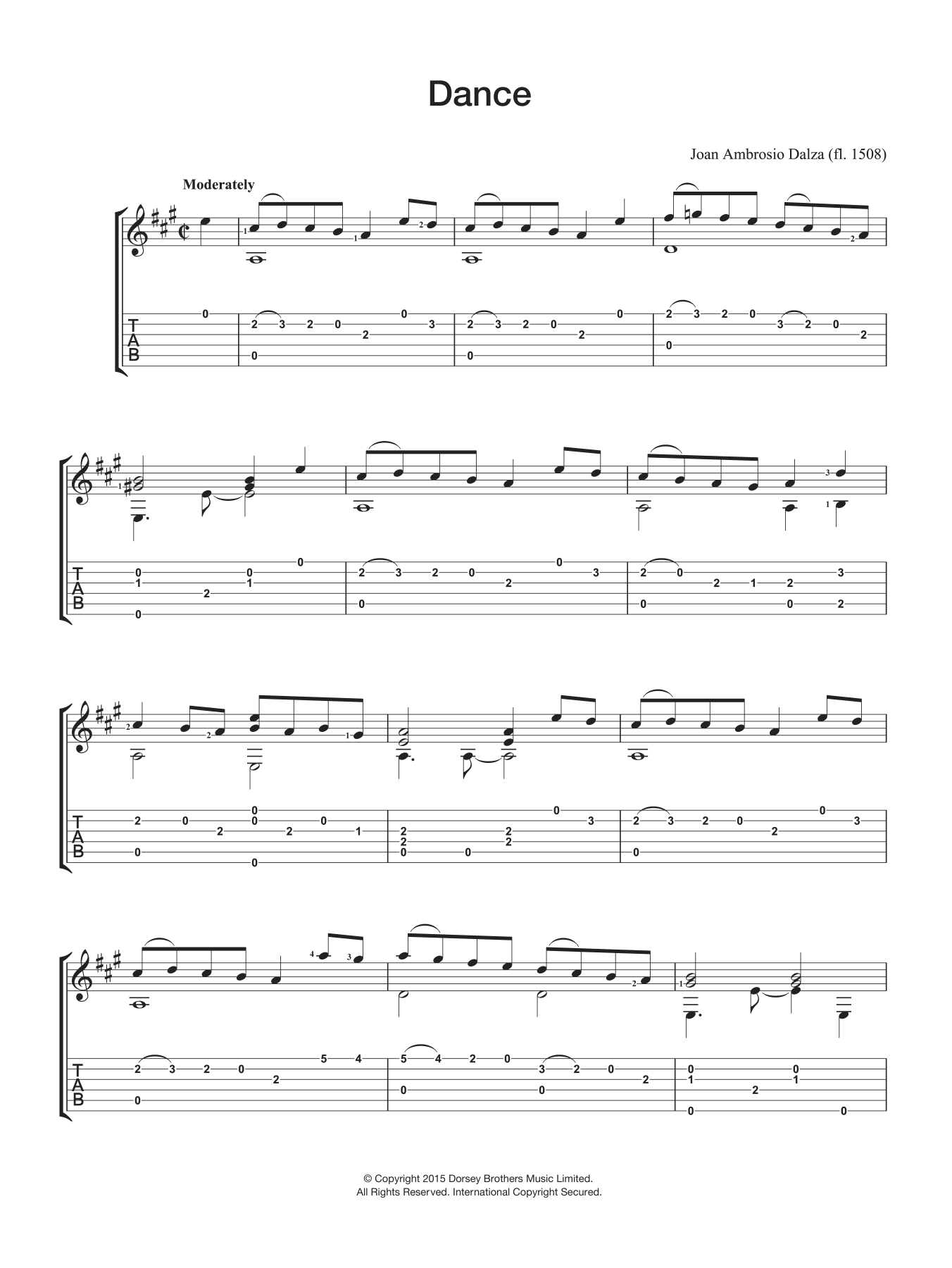Joan Ambrosio Dalza Dance Sheet Music Notes & Chords for Guitar - Download or Print PDF