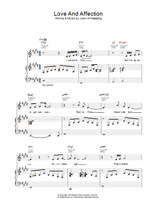 Joan Armatrading Love And Affection Sheet Music Notes & Chords for Flute - Download or Print PDF