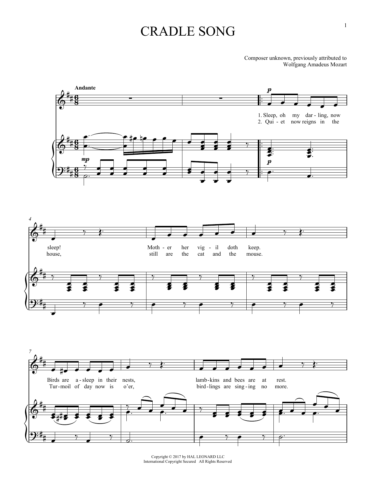 Joan Frey Boytim Cradle Song Sheet Music Notes & Chords for Piano & Vocal - Download or Print PDF