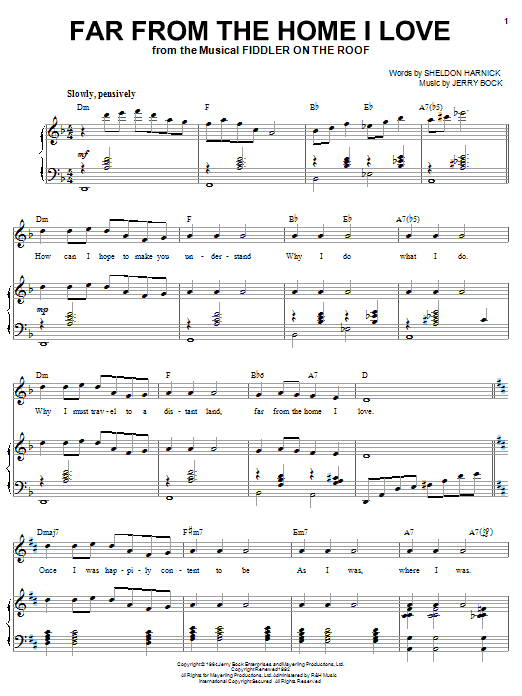 Joan Frey Boytim Far From The Home I Love Sheet Music Notes & Chords for Piano, Vocal & Guitar (Right-Hand Melody) - Download or Print PDF