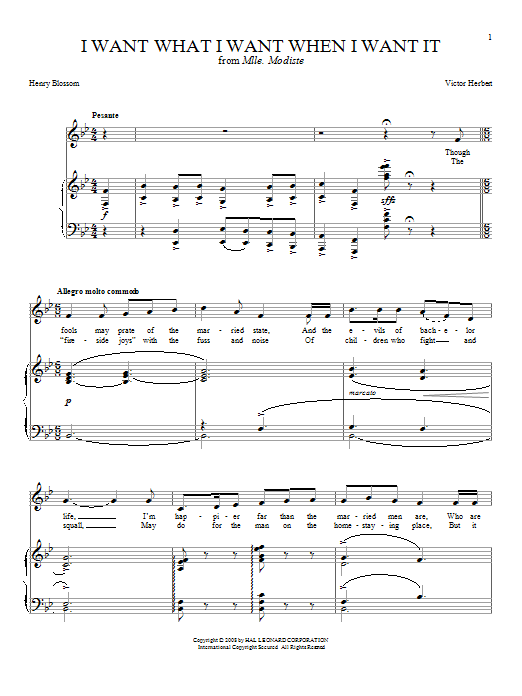 Joan Frey Boytim I Want What I Want When I Want It Sheet Music Notes & Chords for Piano & Vocal - Download or Print PDF