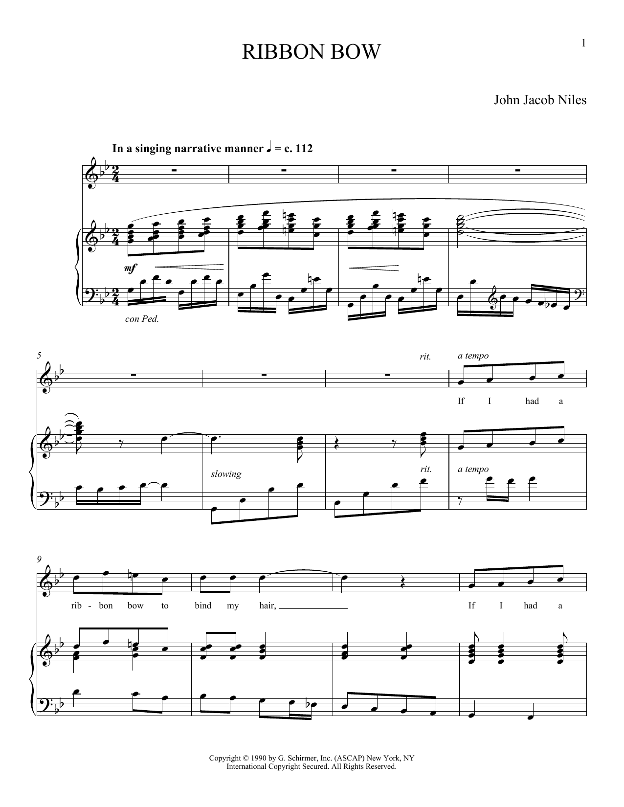 Joan Frey Boytim Ribbon Bow Sheet Music Notes & Chords for Piano & Vocal - Download or Print PDF