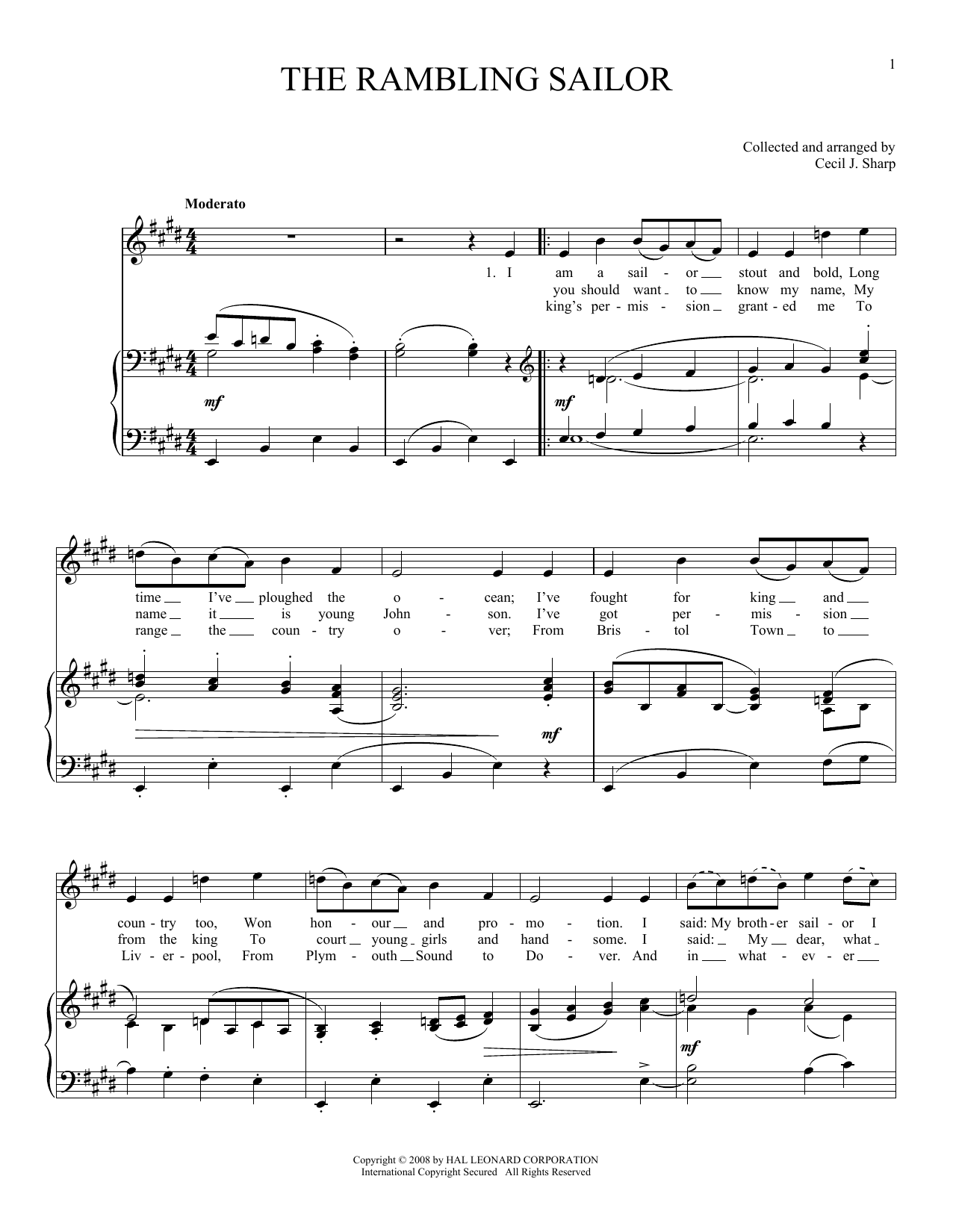 Joan Frey Boytim The Rambling Sailor Sheet Music Notes & Chords for Piano, Vocal & Guitar (Right-Hand Melody) - Download or Print PDF