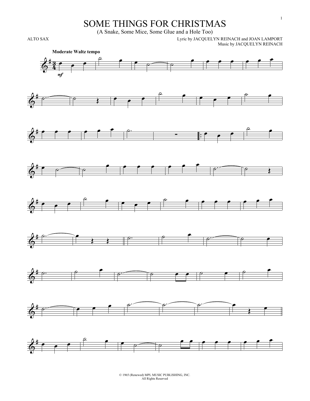 Joan Lamport Some Things For Christmas (A Snake, Some Mice, Some Glue And A Hole Too) Sheet Music Notes & Chords for Trombone - Download or Print PDF