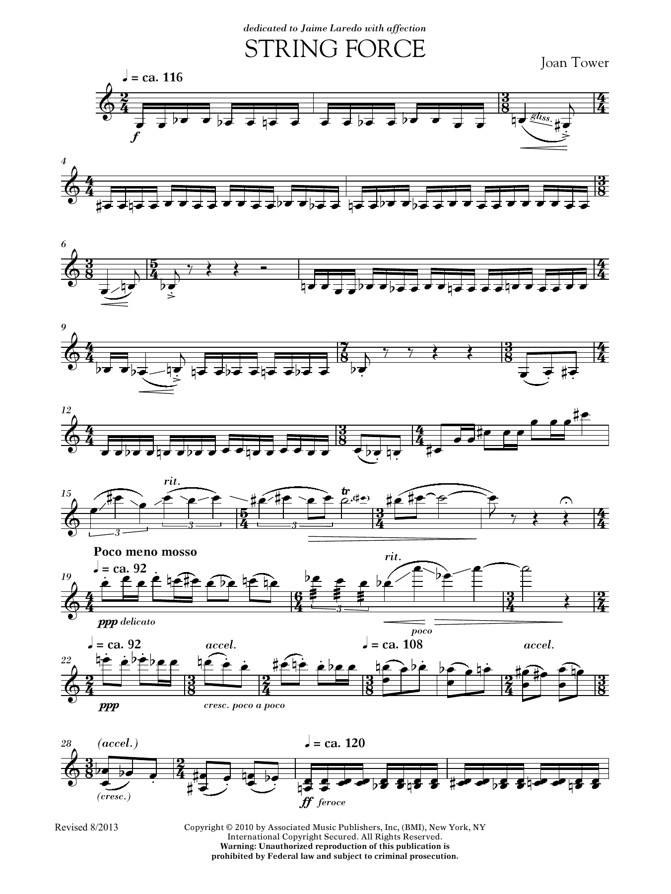 Joan Tower String Force Sheet Music Notes & Chords for Violin - Download or Print PDF