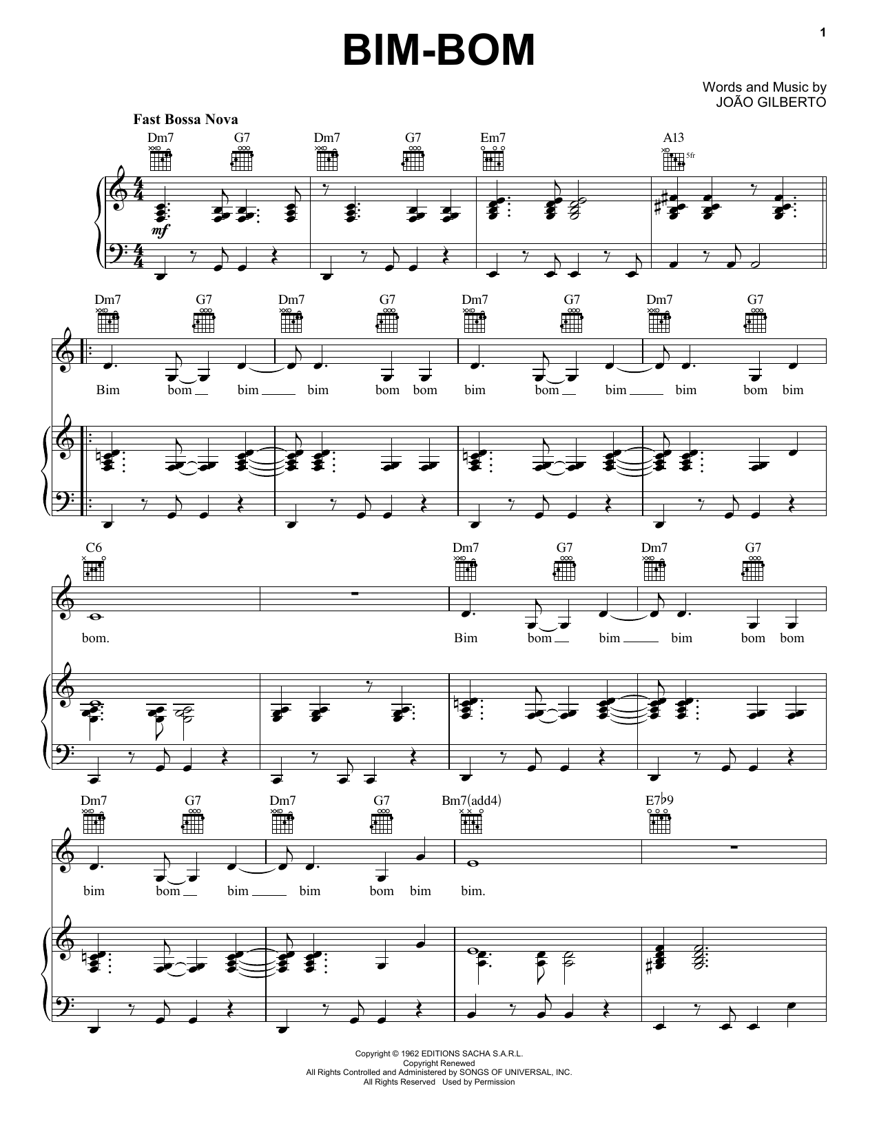 Joao Gilberto Bim-Bom Sheet Music Notes & Chords for Real Book – Melody & Chords - Download or Print PDF