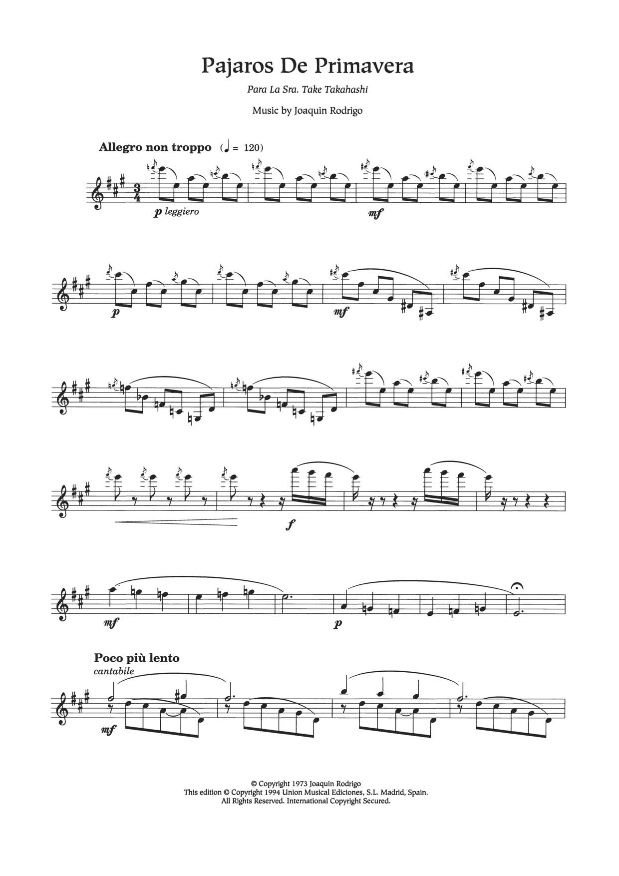 Joaquín Rodrigo Pajaros De Primavera Sheet Music Notes & Chords for Guitar - Download or Print PDF