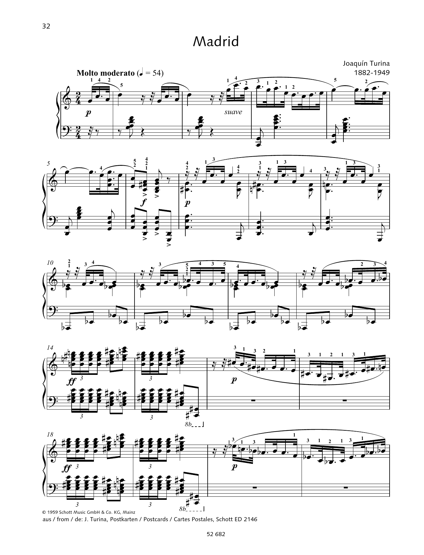Joaquín Turina Madrid Sheet Music Notes & Chords for Piano Solo - Download or Print PDF