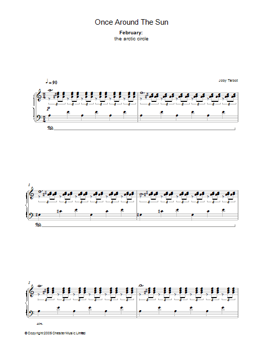 Joby Talbot February (from Once Around The Sun) Sheet Music Notes & Chords for Piano - Download or Print PDF