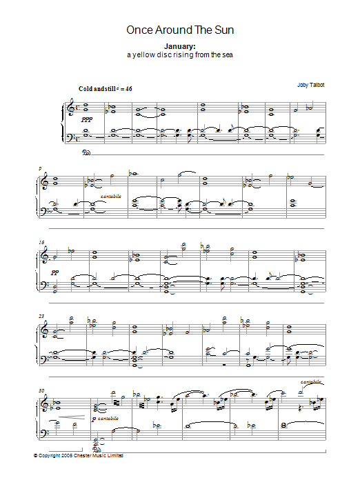 Joby Talbot January (from Once Around The Sun) Sheet Music Notes & Chords for Piano - Download or Print PDF