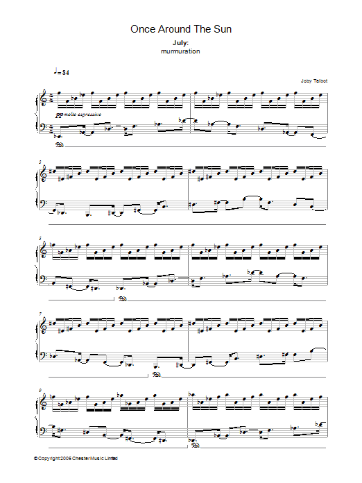 Joby Talbot July (from Once Around The Sun) Sheet Music Notes & Chords for Piano - Download or Print PDF