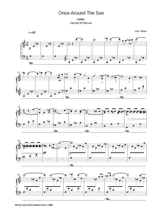 Joby Talbot June (from Once Around The Sun) Sheet Music Notes & Chords for Piano - Download or Print PDF