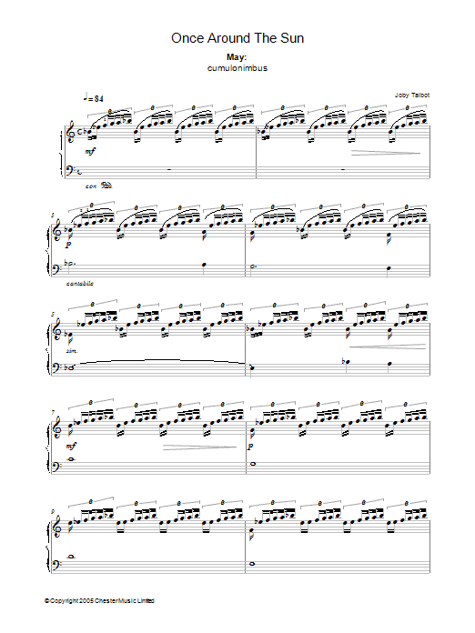 Joby Talbot May (from Once Around The Sun) Sheet Music Notes & Chords for Piano - Download or Print PDF