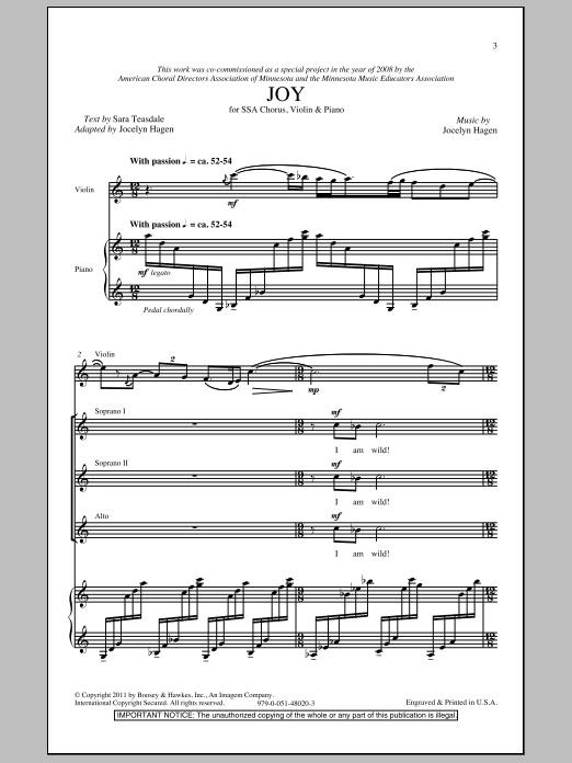 Jocelyn Hagen Joy Sheet Music Notes & Chords for SSA - Download or Print PDF