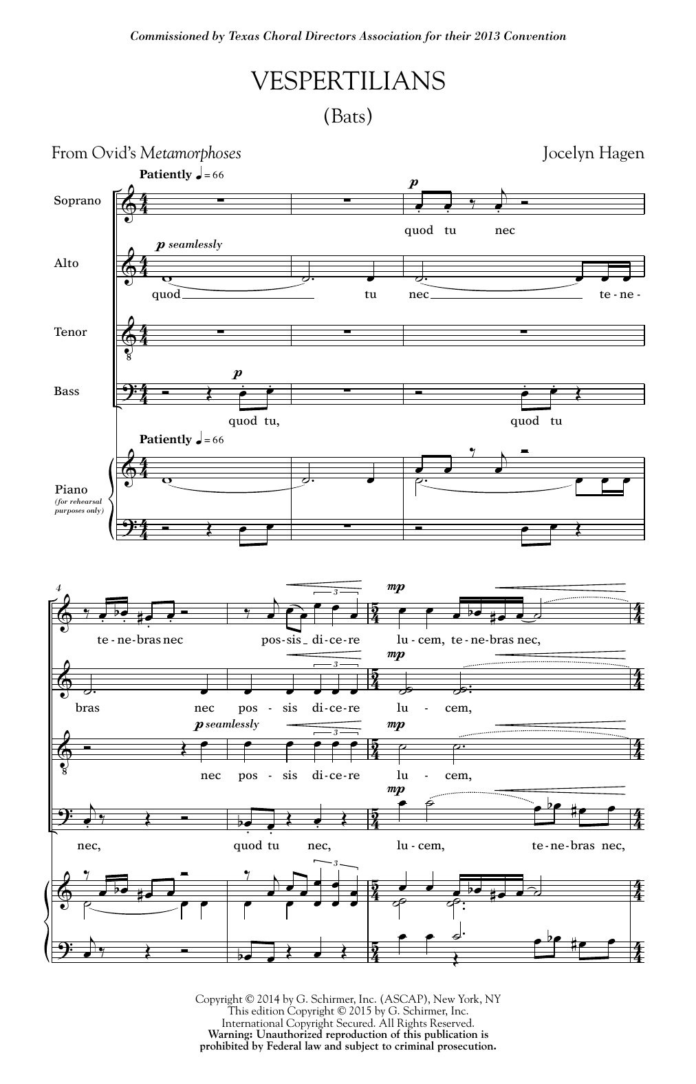 Jocelyn Hagen Vespertilians Sheet Music Notes & Chords for SATB - Download or Print PDF