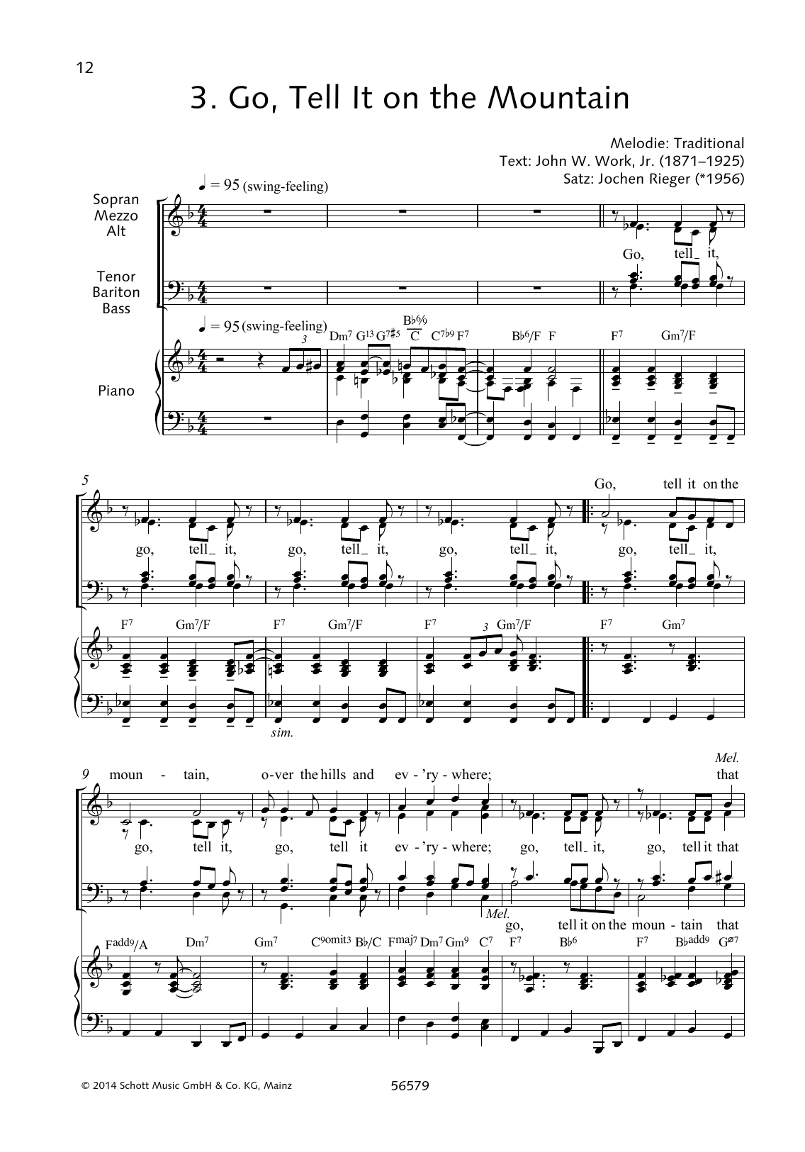 Jochen Rieger Go, Tell It on the Mountain Sheet Music Notes & Chords for Choral - Download or Print PDF