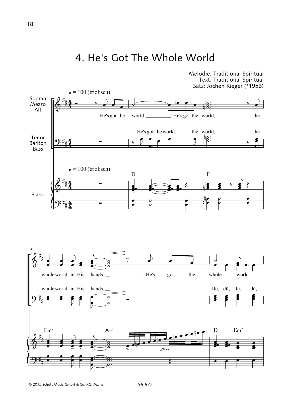 Jochen Rieger He's Got the Whole World Sheet Music Notes & Chords for Choral - Download or Print PDF