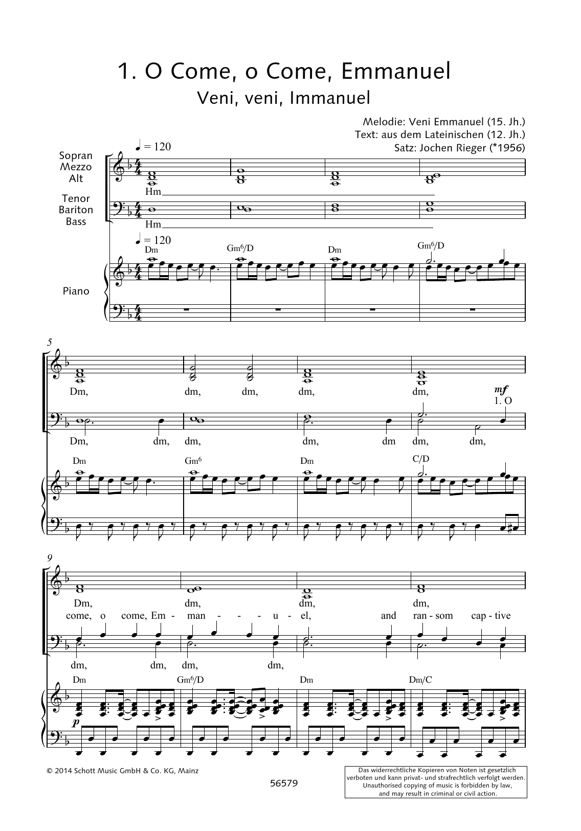 Jochen Rieger O Come, O Come, Emmanuel Sheet Music Notes & Chords for Choral - Download or Print PDF