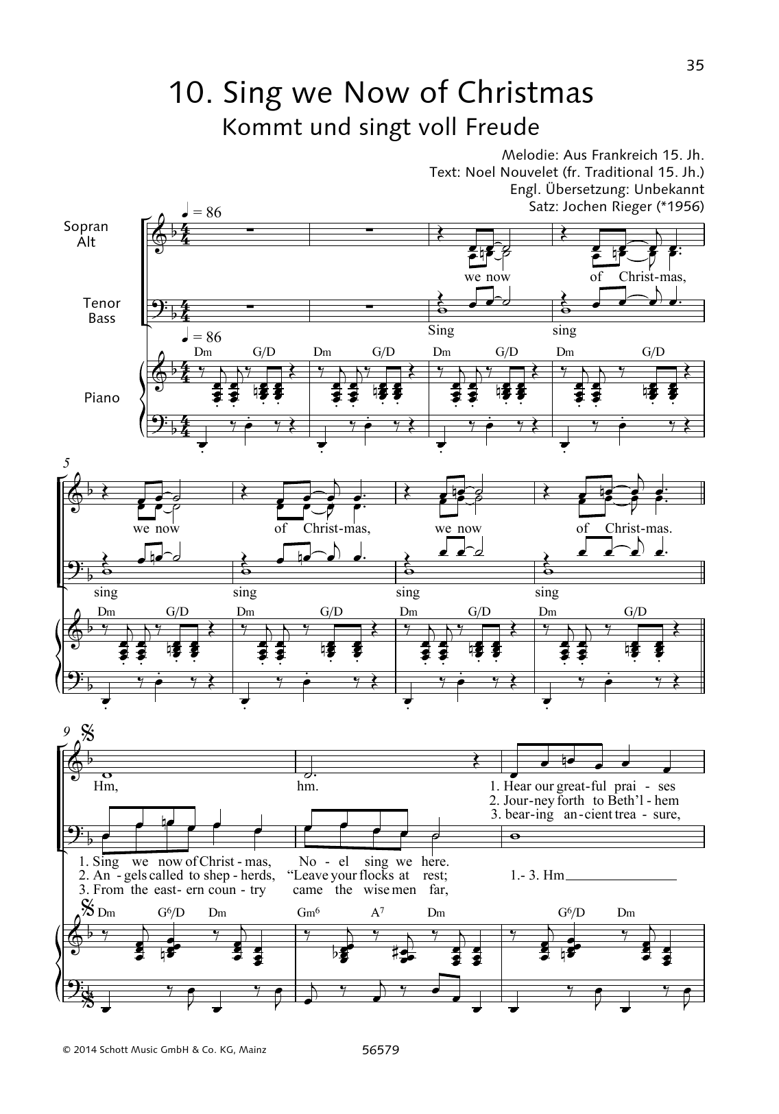 Jochen Rieger Sing We Now of Christmas Sheet Music Notes & Chords for Choral - Download or Print PDF