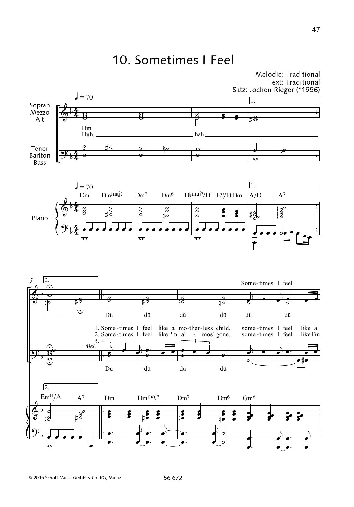 Jochen Rieger Sometimes I Feel Sheet Music Notes & Chords for Choral - Download or Print PDF