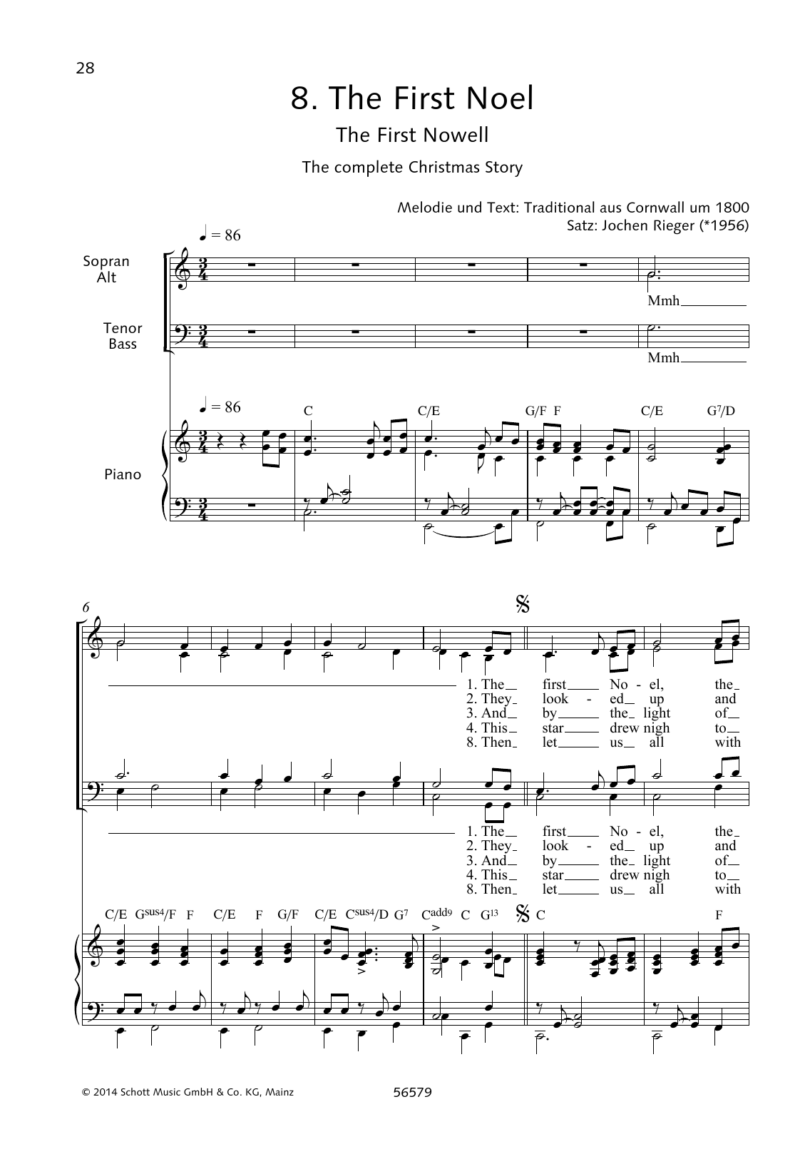 Jochen Rieger The First Noel Sheet Music Notes & Chords for Choral - Download or Print PDF