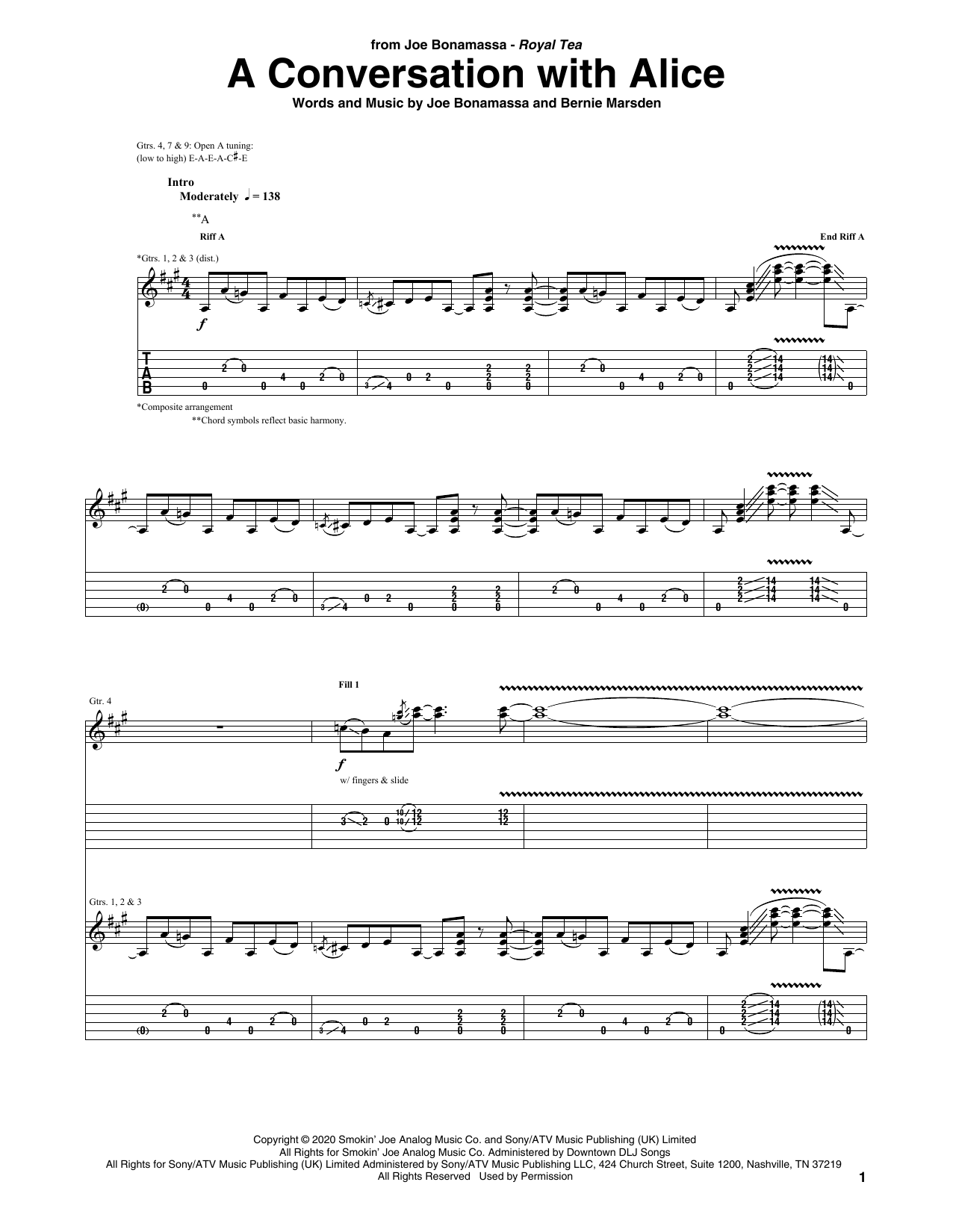 Joe Bonamassa A Conversation With Alice Sheet Music Notes & Chords for Guitar Tab - Download or Print PDF