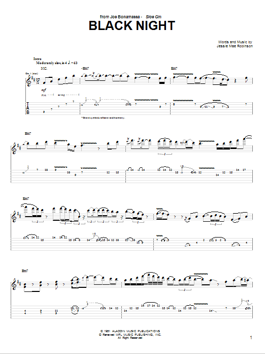 Joe Bonamassa Black Night Sheet Music Notes & Chords for Guitar Tab - Download or Print PDF Joe Bonamassa Black Night Sheet Music Notes & Chords for Guitar Tab - Download or Print PDF