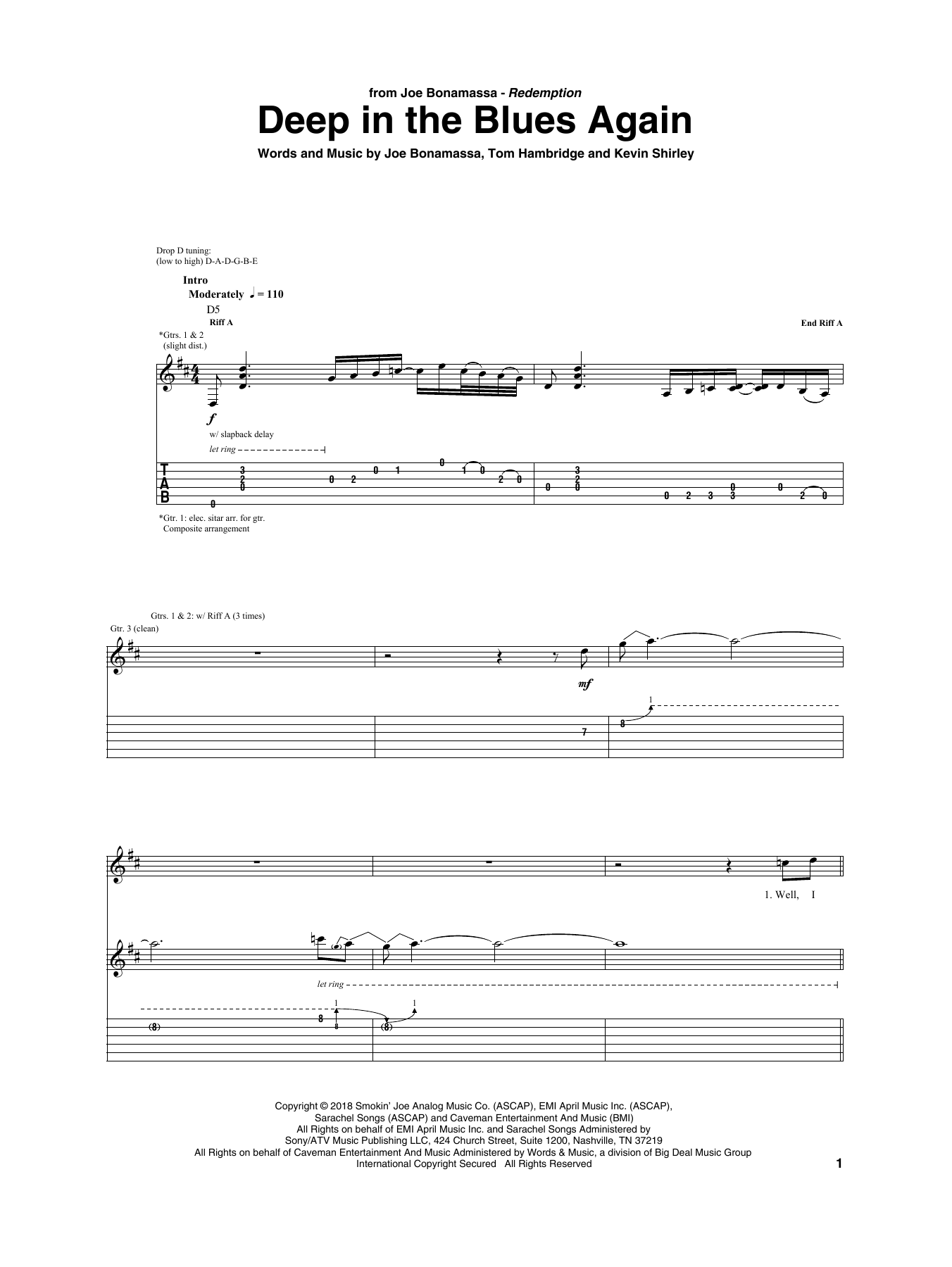 Joe Bonamassa Deep In The Blues Again Sheet Music Notes & Chords for Guitar Tab - Download or Print PDF