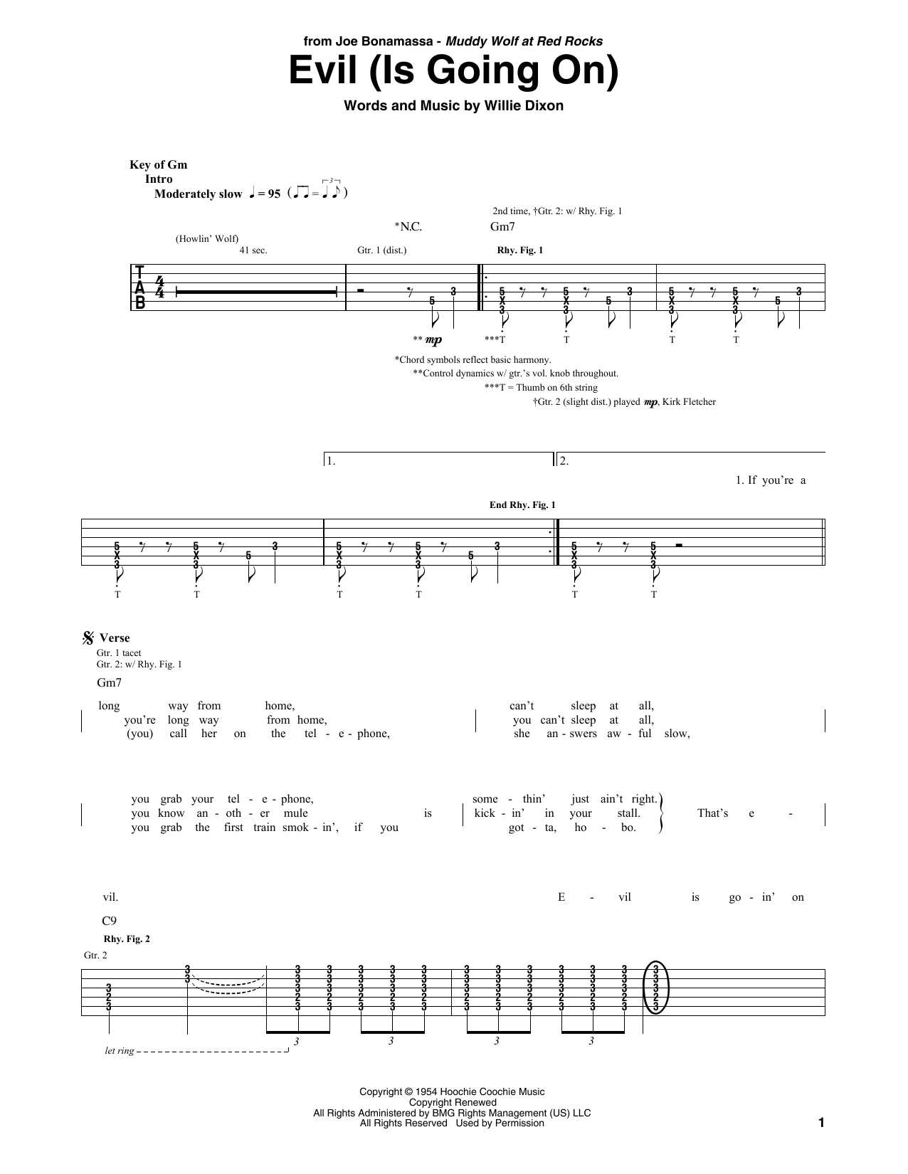 Joe Bonamassa Evil (Is Going On) Sheet Music Notes & Chords for Guitar Tab - Download or Print PDF