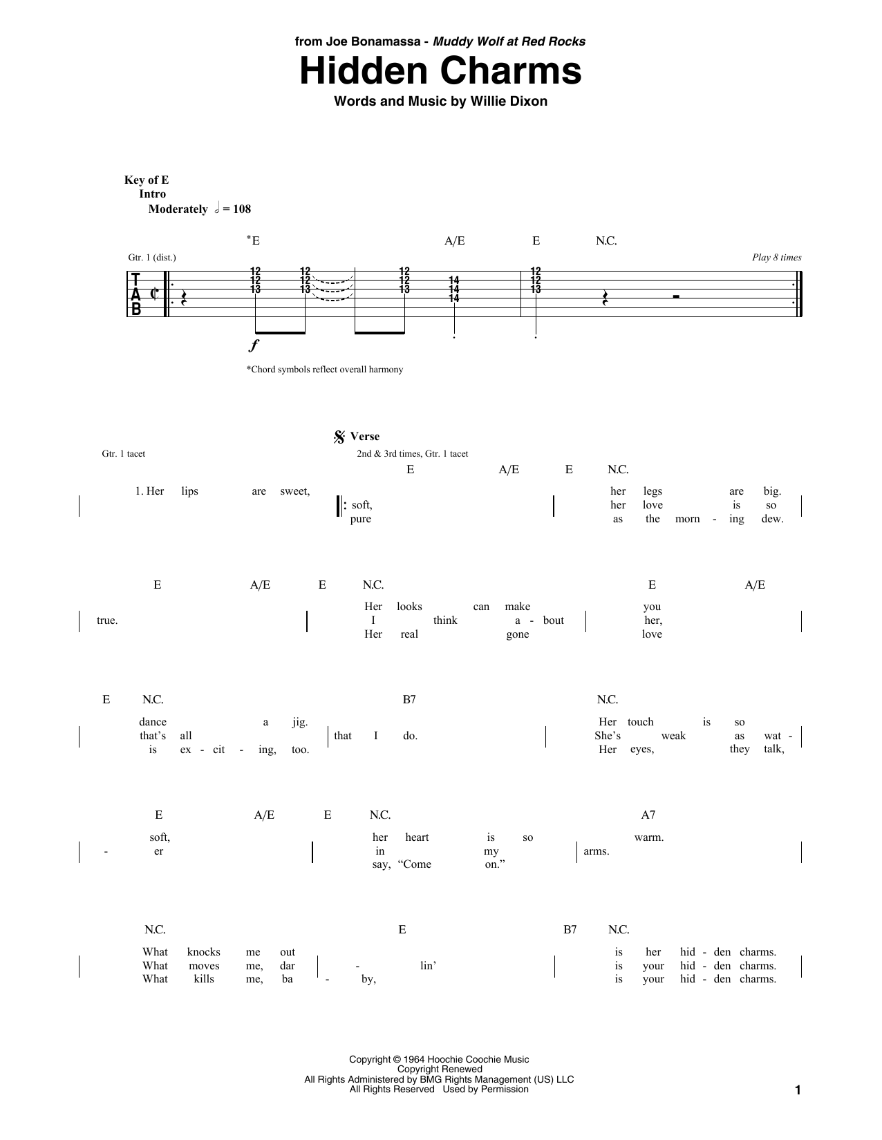 Joe Bonamassa Hidden Charms Sheet Music Notes & Chords for Guitar Tab - Download or Print PDF