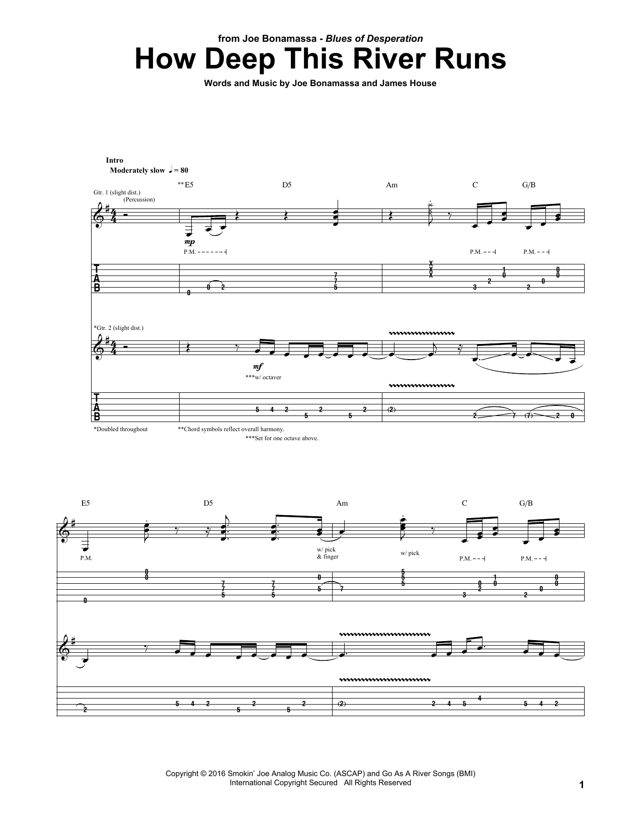 Joe Bonamassa How Deep This River Runs Sheet Music Notes & Chords for Guitar Tab - Download or Print PDF