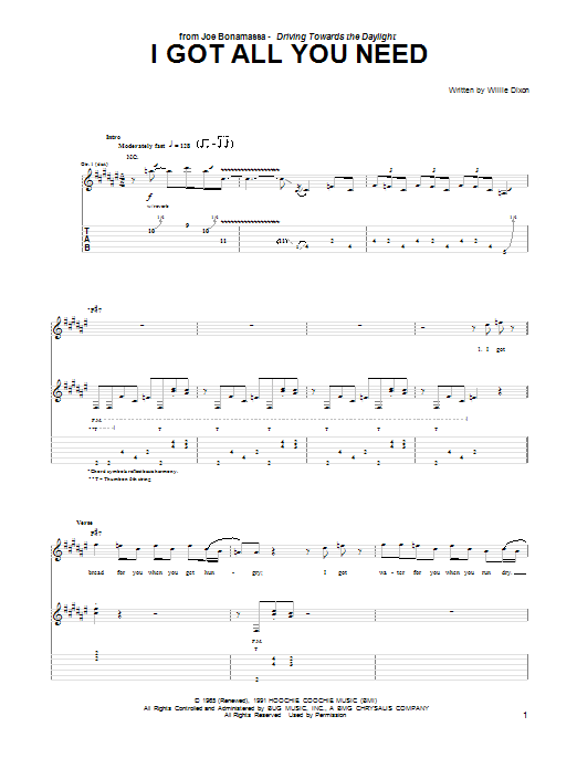 Joe Bonamassa I Got All You Need Sheet Music Notes & Chords for Guitar Tab - Download or Print PDF