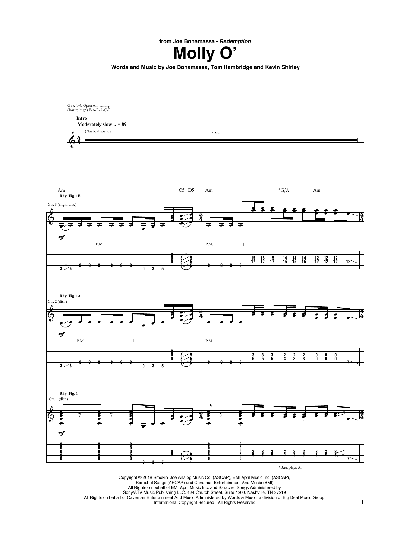 Joe Bonamassa Molly O' Sheet Music Notes & Chords for Guitar Tab - Download or Print PDF