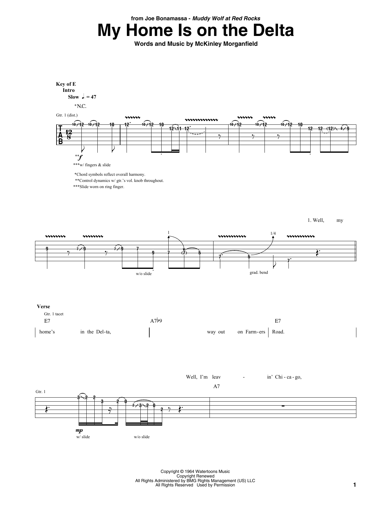 Joe Bonamassa My Home Is On The Delta Sheet Music Notes & Chords for Guitar Tab - Download or Print PDF