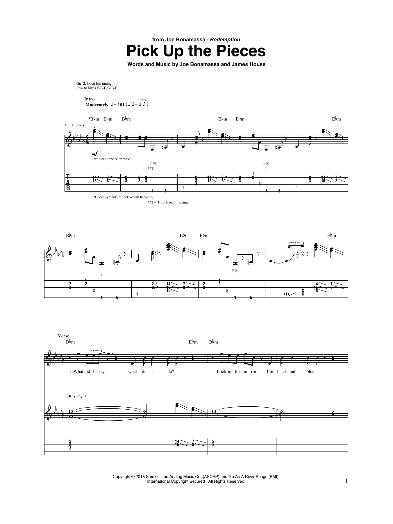 Joe Bonamassa Pick Up The Pieces Sheet Music Notes & Chords for Guitar Tab - Download or Print PDF