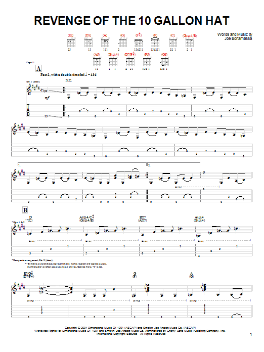 Joe Bonamassa Revenge Of The 10 Gallon Hat Sheet Music Notes & Chords for Guitar Tab - Download or Print PDF Joe Bonamassa Revenge Of The 10 Gallon Hat Sheet Music Notes & Chords for Guitar Tab - Download or Print PDF
