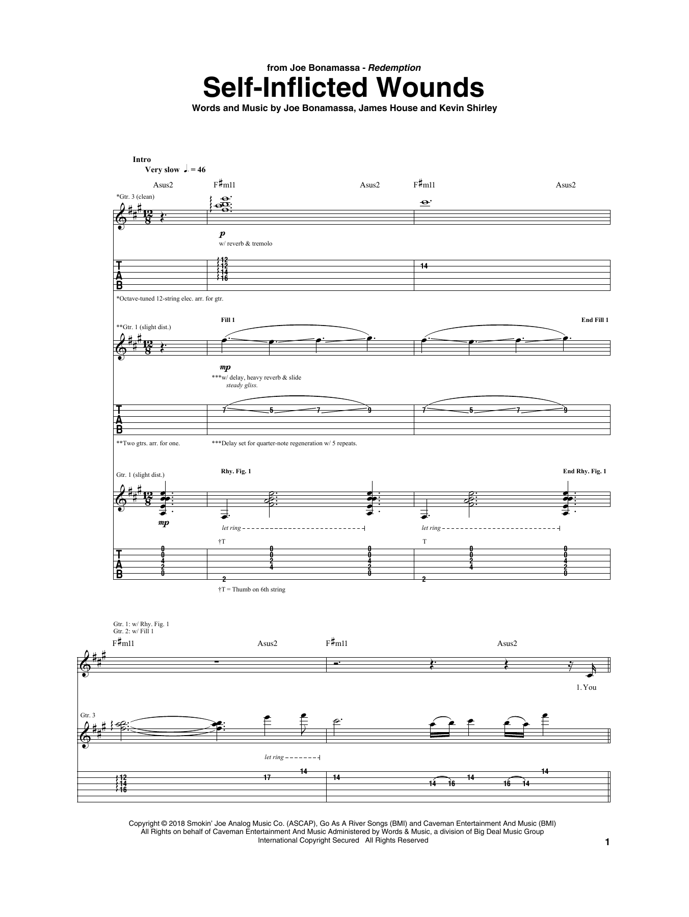 Joe Bonamassa Self-Inflicted Wounds Sheet Music Notes & Chords for Guitar Tab - Download or Print PDF